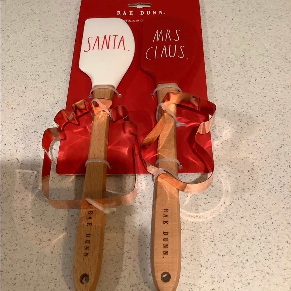Rae Dunn Santa and Mrs. Claus spatulas and cutters